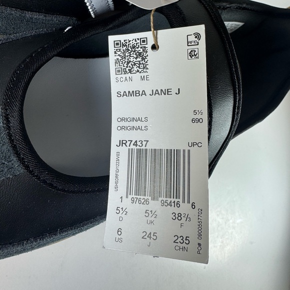 Adidas Samba Black White Velcro Women’s Size 7 Sneakers Mary Jane Shoes - Picture 11 of 12